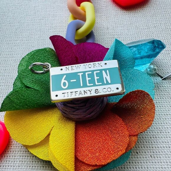 RARE Tiffany & Co 6 Teen 16 Blue Enamel Charm Pendant Silver